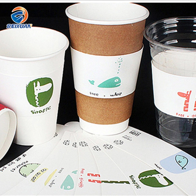 Customized Disposable White Paper Coffee Cups Sleeve