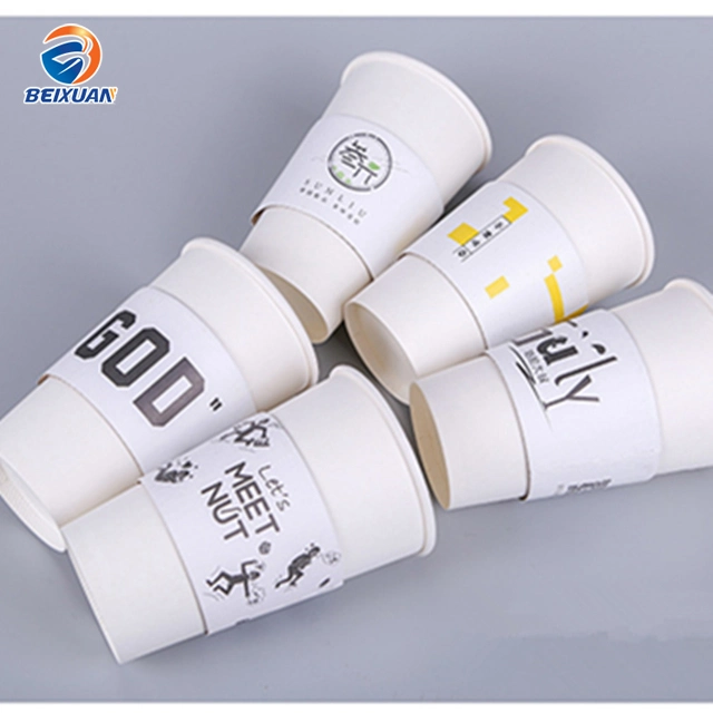 Customized Disposable White Paper Coffee Cups Sleeve