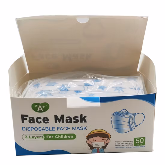 高品質熱い販売大量生産カスタマイズされた OEM 使い捨て 3 層不織布 Spundond + メルトブローン + Spundond ブルーフェイスマスク